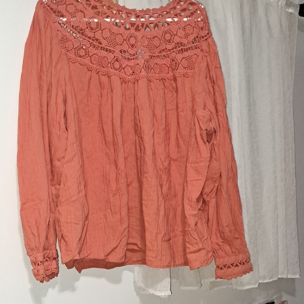 Torrid Orange Embellished Bib Collar Blouse
